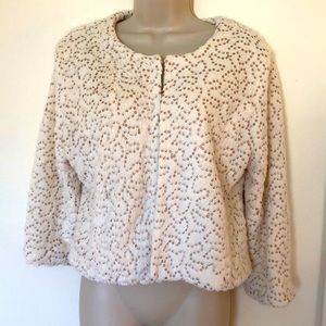 Mason Thomas // faux fur ivory blazer with sequins